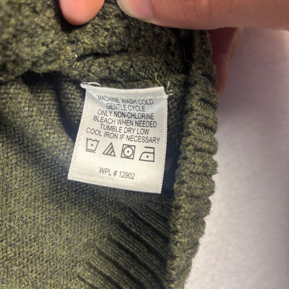 Tricots St Raphael Mens 3X Olive Green Waffle Knit Quarter Zip Elbow Patch 3XL - Picture 9 of 11